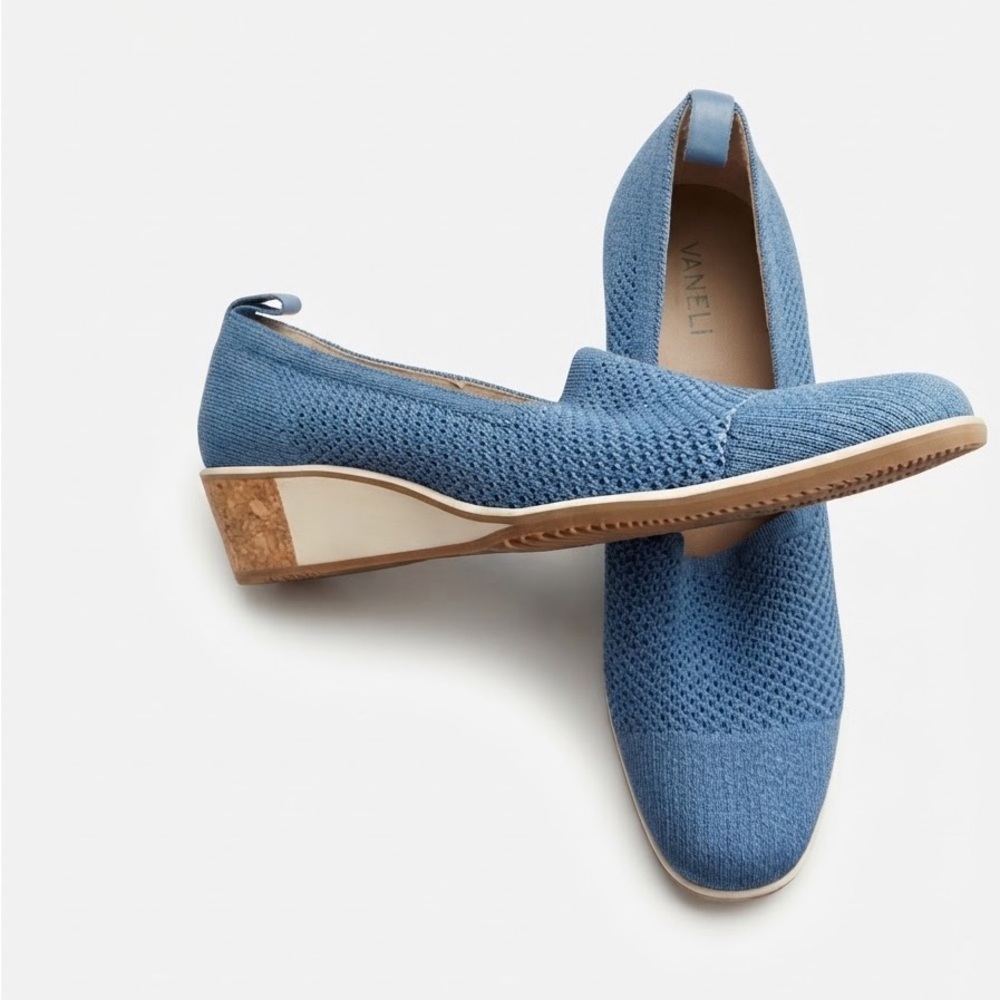 Vaneli Galen Blue Knit Wedge Slip-On Shoes Size 9.5